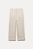 CONTRAST PAJAMA-STYLE PANTS ZW COLLECTION