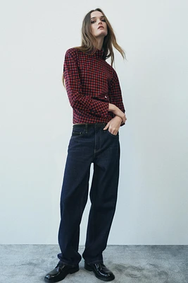 CHECKERED RUCHED BLOUSE ZW COLLECTION