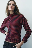 CHECKERED RUCHED BLOUSE ZW COLLECTION