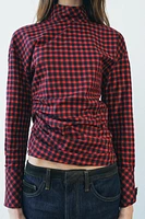 CHECKERED RUCHED BLOUSE ZW COLLECTION