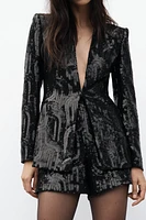 SEQUIN LAPELLESS BLAZER