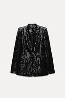 SEQUIN LAPELLESS BLAZER