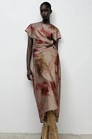 TIE DYE PRINT SATIN EFFECT DRESS