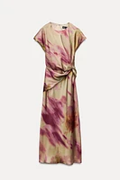 TIE DYE PRINT SATIN EFFECT DRESS