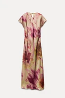 TIE DYE PRINT SATIN EFFECT DRESS