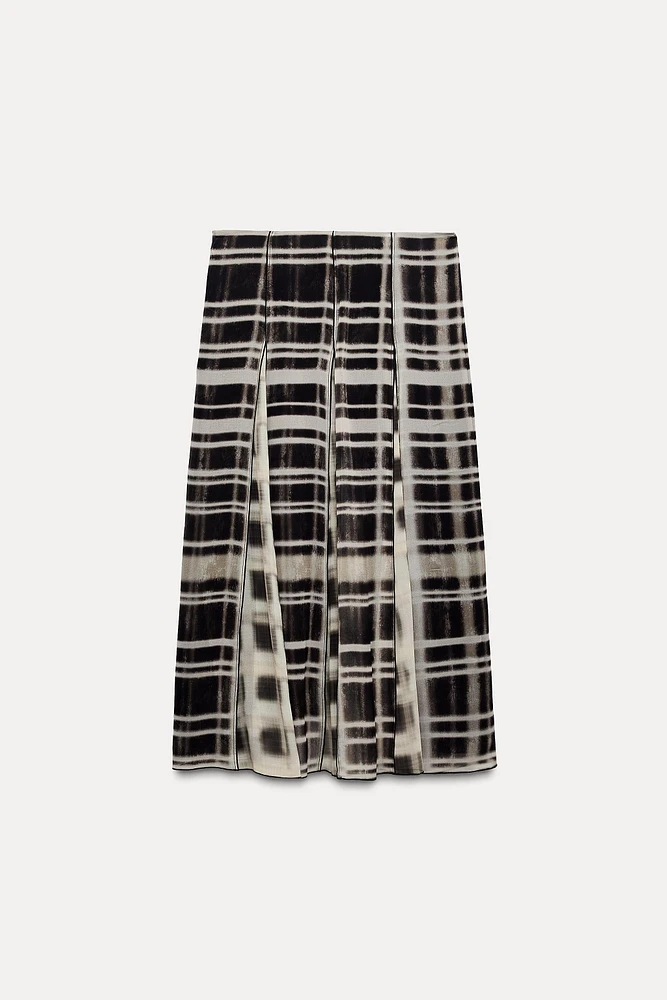 CHECKERED PLEATED SKIRT ZW COLLECTION