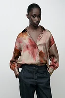 TIE DYE PRINT SATIN EFFECT SHIRT