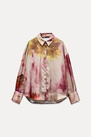 TIE DYE PRINT SATIN EFFECT SHIRT