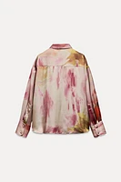 TIE DYE PRINT SATIN EFFECT SHIRT