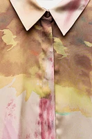 TIE DYE PRINT SATIN EFFECT SHIRT