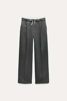 DOUBLE WAIST WIDE LEG PANTS