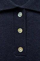 100% WOOL PLAIN JERSEY POLO SHIRT