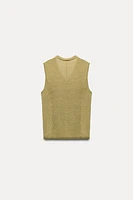 PLAIN KNIT LINEN BLEND VEST TOP