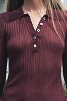 FINE RIBBED KNIT TOP