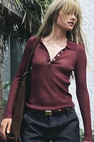 FINE RIBBED KNIT TOP