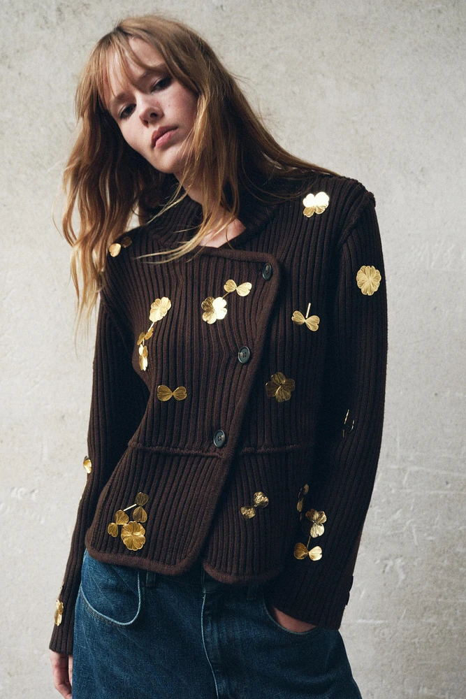 GOLDEN FLOWERS KNIT CARDIGAN