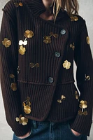 GOLDEN FLOWERS KNIT CARDIGAN