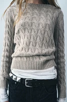 100% CASHMERE CABLE KNIT SWEATER