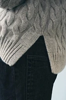 100% CASHMERE CABLE KNIT SWEATER