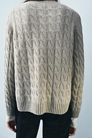 100% CASHMERE CABLE KNIT SWEATER