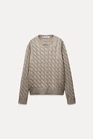 100% CASHMERE CABLE KNIT SWEATER