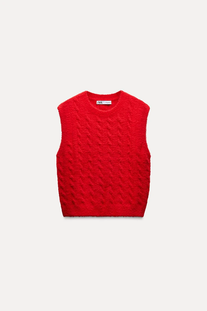 SOFT TOUCH CABLE KNIT SWEATER VEST