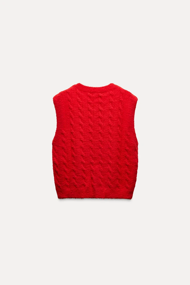 SOFT TOUCH CABLE KNIT SWEATER VEST