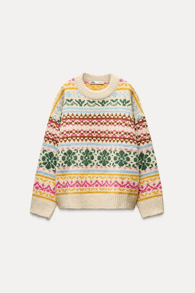 OVERSIZE JACQUARD KNIT SWEATER