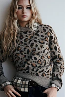 JACQUARD KNIT ANIMAL PATTERN SWEATER