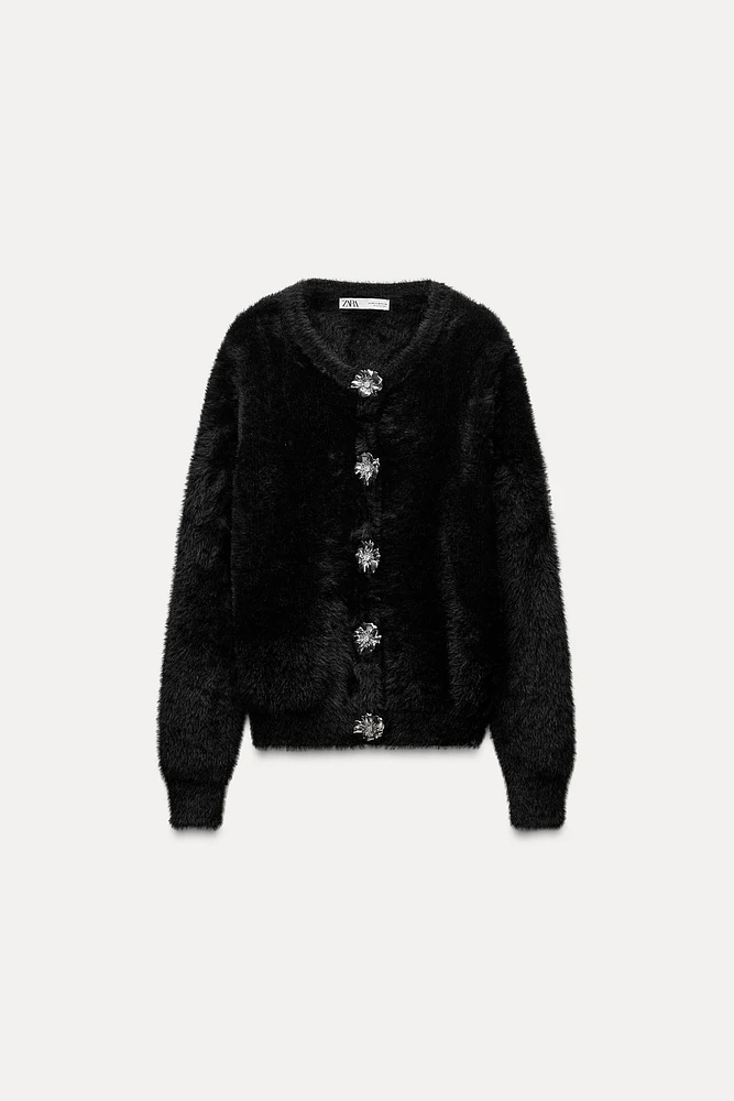 FAUX FUR KNIT JACKET