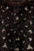 FUR EFFECT JACQUARD KNIT CARDIGAN