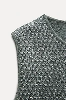 SEQUIN KNIT TOP WITH METALLIC THREAD