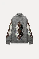 KNIT ARGYLE SWEATER