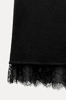 WOOL BLEND LACE HEM SKIRT