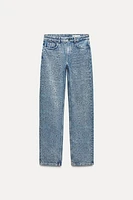 ZW COLLECTION STRAIGHT MID-WAIST STUDDED JEANS