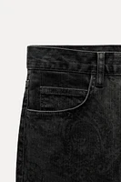 STRAIGHT CUT MID RISE FLOCKED JEANS ZW COLLECTION