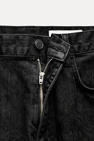 STRAIGHT CUT MID RISE FLOCKED JEANS ZW COLLECTION