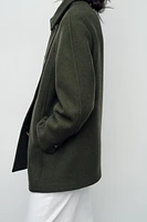 SHORT WOOL BLEND DOUBLE BREASTED COAT