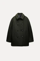 SHORT WOOL BLEND DOUBLE BREASTED COAT