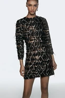 SEQUIN FRINGED MINI DRESS