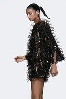 SEQUIN FRINGED MINI DRESS