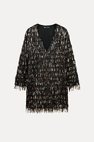 SEQUIN FRINGED MINI DRESS