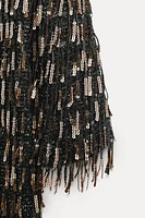 SEQUIN FRINGED MINI DRESS