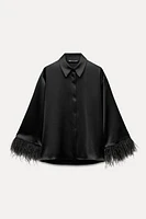 SATIN EFFECT FEATHER SHIRT