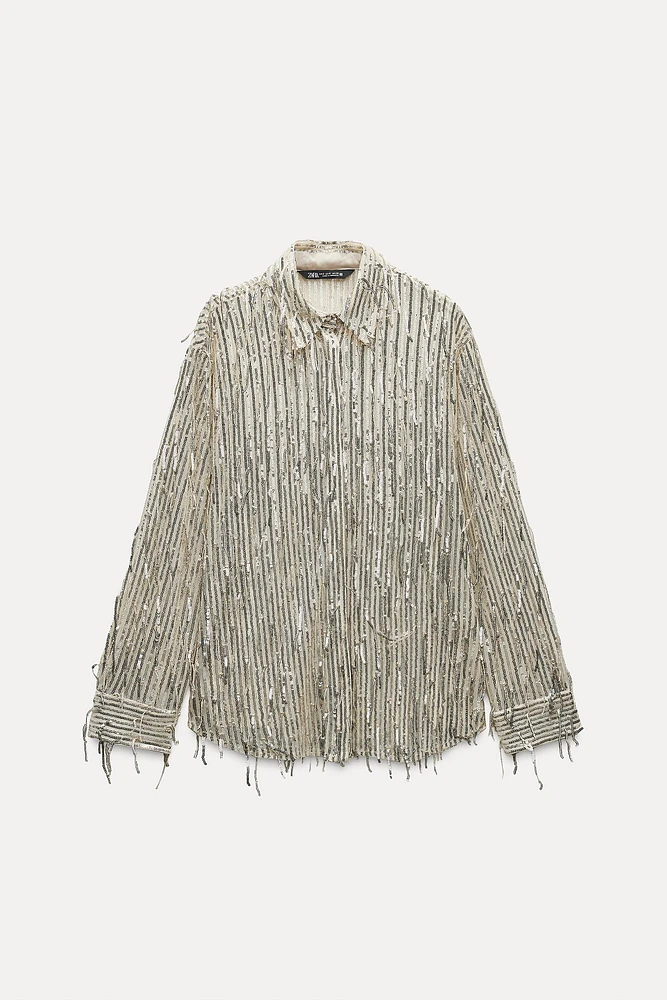 SEQUIN FRINGED SHIRT