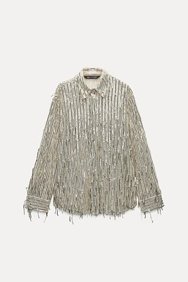 SEQUIN FRINGED SHIRT