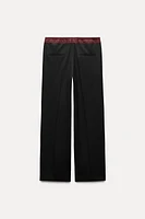 CONTRASTING WAIST PANTS ZW COLLECTION