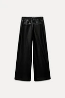 FAUX LEATHER WIDE LEG PANTS