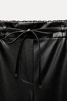 FAUX LEATHER WIDE LEG PANTS