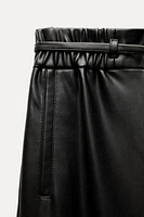 FAUX LEATHER WIDE LEG PANTS